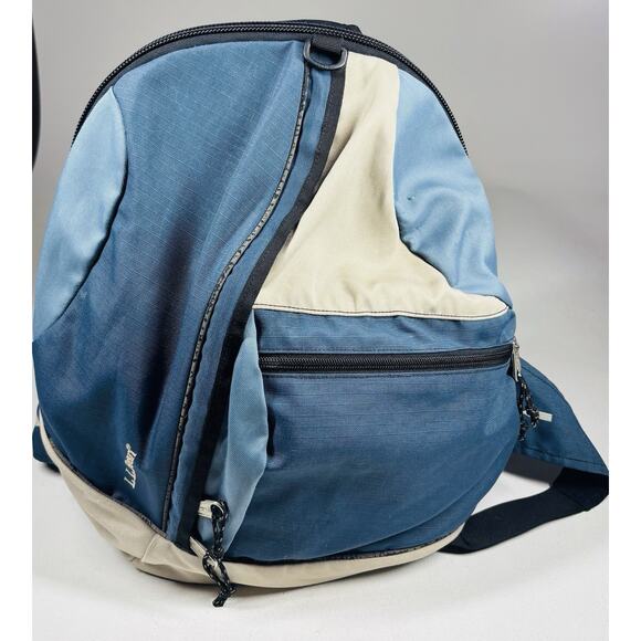 Vintage L.L. Bean Sling Backpack Blue Beige Crossbody Daypack Adjustable Strap main image 9